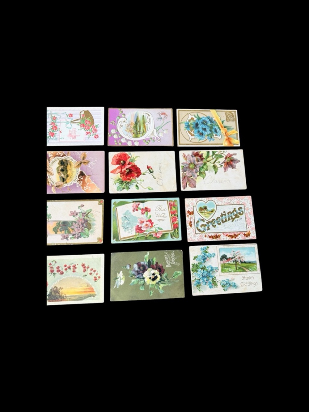 Antique Floral Greeting Card Box with 16 Antique Post Cards 1909-1911 - Picture 14 of 17